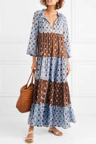 Thumbnail for your product : Yvonne S Hippy Tiered Printed Cotton-voile Maxi Dress - Mid denim
