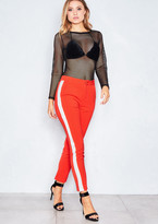 Thumbnail for your product : Missy Empire Ella Red Side Striped Trousers