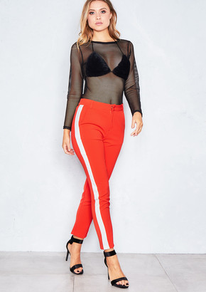 Missy Empire Ella Red Side Striped Trousers