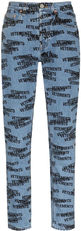 Vetements Logo Print Straight-Leg Jeans - ShopStyle
