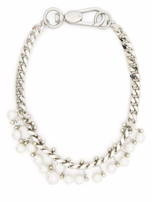 No.21 Faux-Pearl Curb Chain Necklace