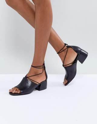 Vagabond Saide Black Lace Wrap Casual Heeled Sandals