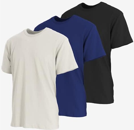 Galaxy By Harvic Men's Short Sleeve Crew Neck Classic T-Shirt 3 ct in Black/Navy Blue/White