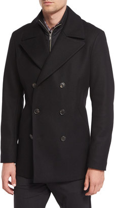 Theory Mercer Double-Breasted Pea Coat, Black