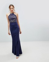 Thumbnail for your product : Jarlo Tall high neck lace dress with tie back detail
