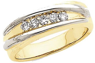 goldia 14k Two-tone Gold Natural Diamond Men's Band Ring I2 Clarity And I/j Color