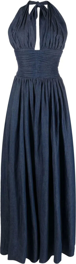 Rochas Halterneck Denim Maxi Dress