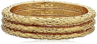 French Connection Gold 3 Textured Band Stackable Ring, Size 8