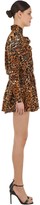 Thumbnail for your product : Saint Laurent Leopard Print Silk Georgette Mini Dress