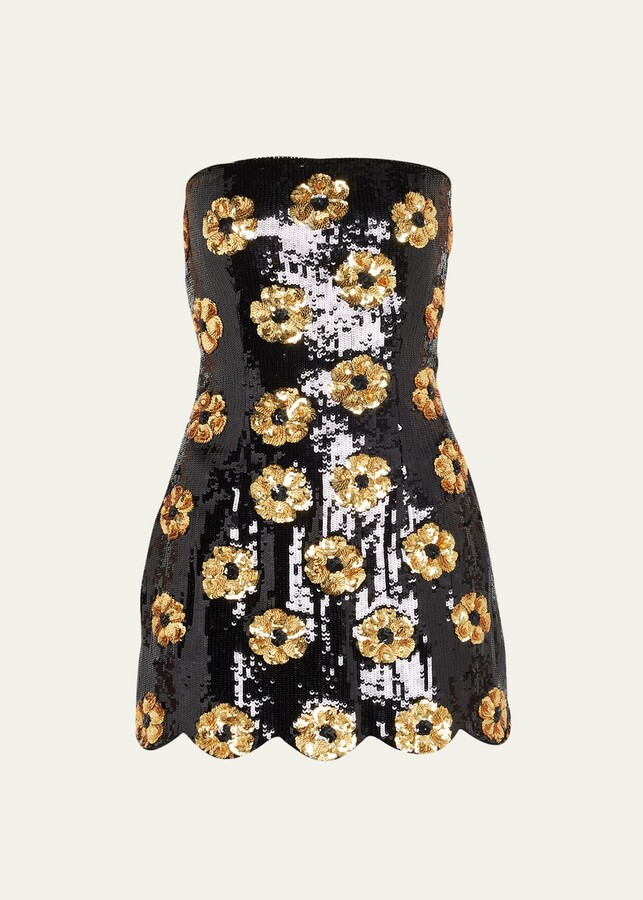 Brandon Maxwell The Esme Sequin Mini Dress w/ Floral Details - ShopStyle