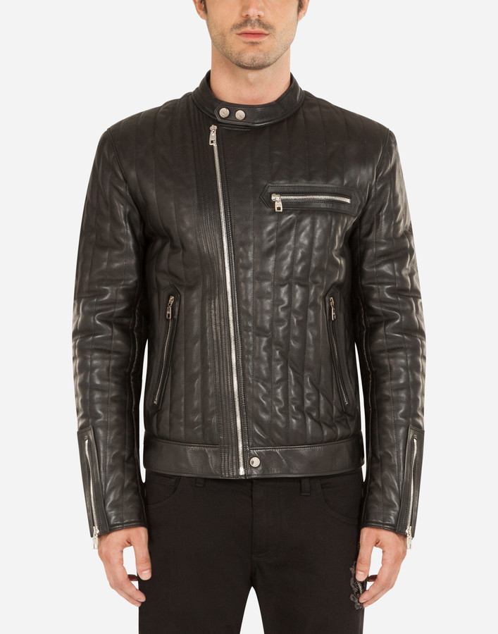 Dolce & Gabbana Quilted plonge leather jacket - ShopStyle