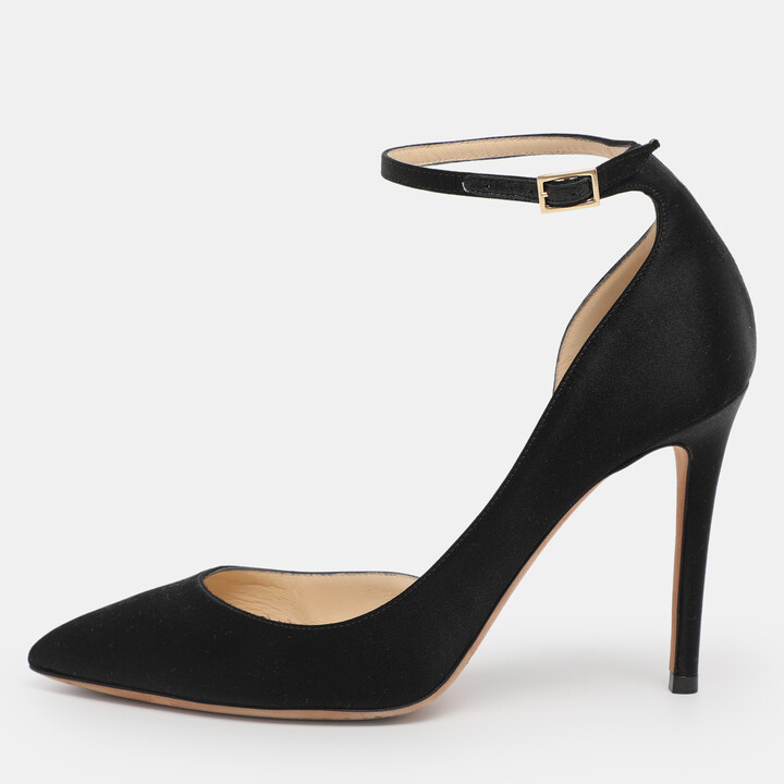 Jimmy Choo Black Suede Lucy Ankle Strap Pointed Toe D'orsay Pumps Size 36
