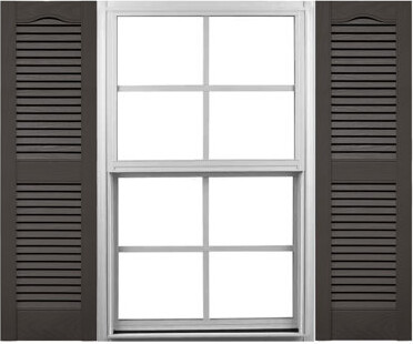 Mid America Mid-America Vinyl, TailorMade Cathedral Top Center Mullion, Open Louver Shutters