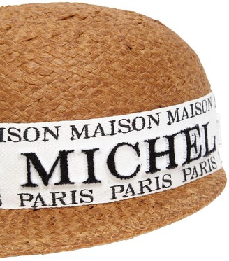 Maison Michel Rie Logo Faux Straw Hat