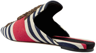 Sanayi 313 Embroidered Striped Canvas Mules