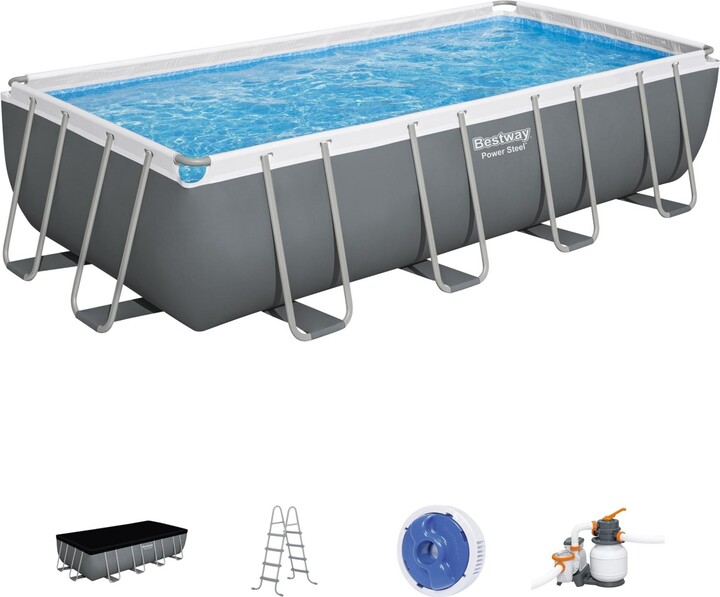 Bestway Power Steel 18' x 9' x 48" Rectangular Above Ground Swimming Pool Set