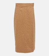 Buckle linen-blend wrap skirt 