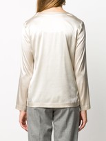 Thumbnail for your product : Peserico Silk V-Neck Long-Sleeve Blouse