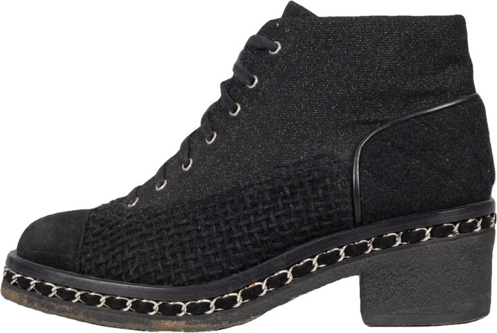 tweed chanel boots