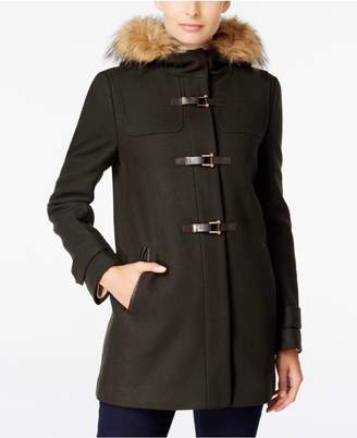 Cole Haan Faux-Fur-Trim Hooded Coat