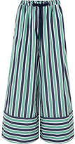 Fendi - Striped Cotton-poplin Wide-leg Pants - Green
