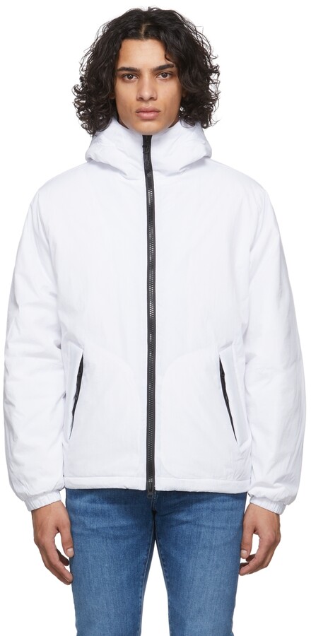 white hooded jacket