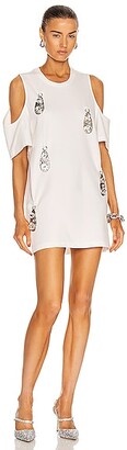 Area Cold Shoulder Pendant T-Shirt Dress in White