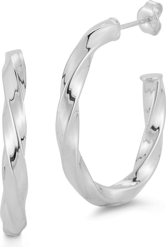 Chloe And Madison Silver Bold Oval Twist Hoops