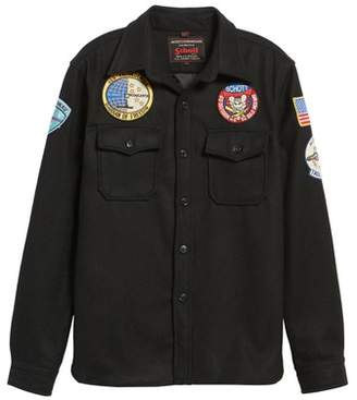 Schott NYC Embroidered Patch Wool Blend Jacket