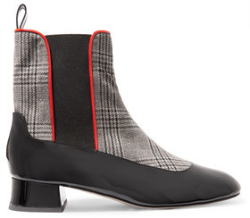 Camilla Elphick Chelsea Girl Checked Houndstooth And Patent-Leather Ankle Boots