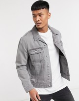 Thumbnail for your product : ASOS Dark Future regular denim jacket with back print in grey