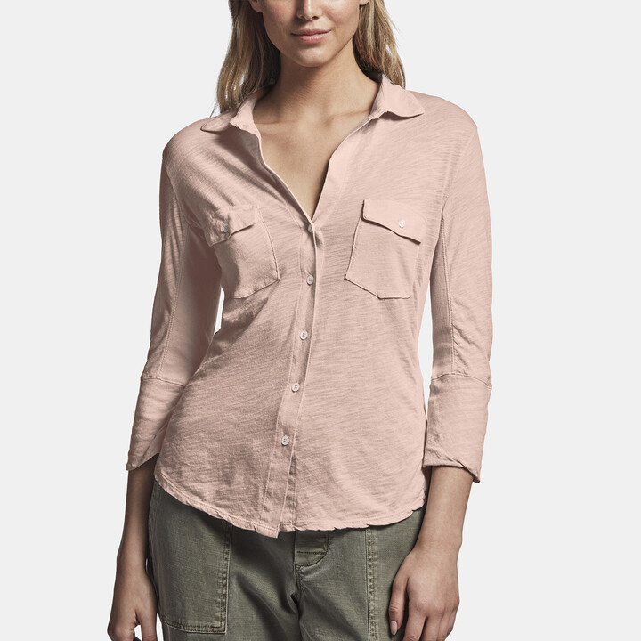 James Perse Sheer Slub Side Panel Shirt ShopStyle