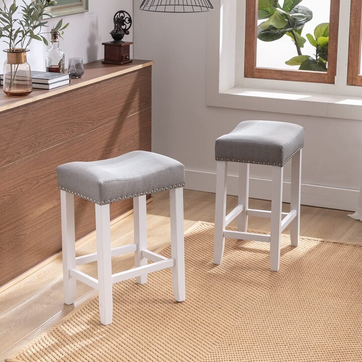 RASOO Backless Nailhead Bar Stools Set of 2 for Kitchen Counter ShopStyle