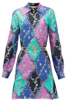 Thumbnail for your product : Gucci GG Diamond-print Silk-twill Mini Dress - Purple Multi