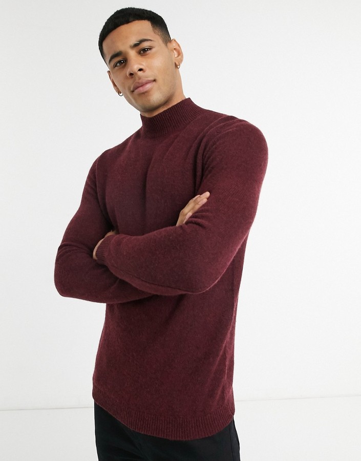 maroon turtleneck sweater mens