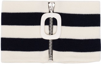 J.W.Anderson Navy And Cream Striped Zip Up Wool Neck Cuff