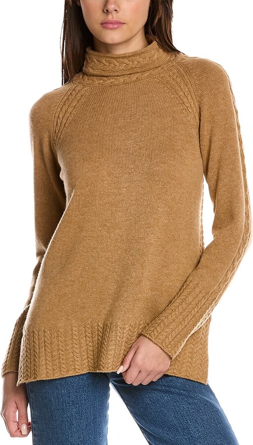 Hannah Rose Turtleneck Cable Wool & Cashmere-Blend Sweater - ShopStyle