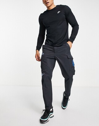 Nike Sport Essentials Multi Futura logo woven cargo pants in black