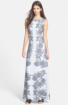 Thumbnail for your product : BCBGMAXAZRIA 'Chloey' Embellished Print Crepe A-Line Gown
