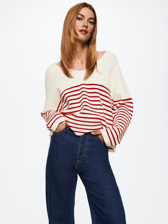 MANGO Stripe V-Neck Jumper ShopStyle
