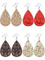 Thumbnail for your product : Tatuo 4 Pairs Teardrop Earrings Glitter Dangle Drop Earring Fake Leather Bohemia Earrings for Women and Girls