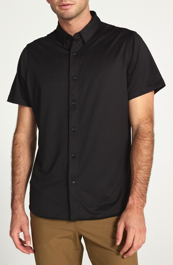 7 Diamonds Owen Solid Short Sleeve Performance Button-Up Shirt