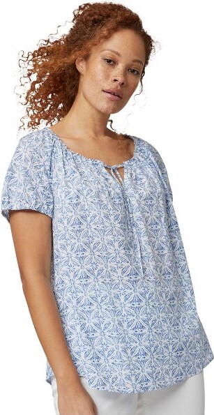 Ellos ellosKeyholeNecklinePeasantBlouse-34/36,WhiteBluePrint