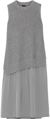 Joseph Wool And Cashmere-blend And Silk Crepe De Chine Dress - Gray