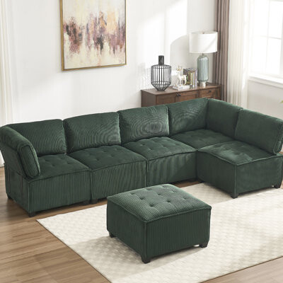 Orren Ellis U Shaped Modular Sectional 6 Living Room Couch Upholstery & Strong Supporting Structure Sectional  Convertible Appearance