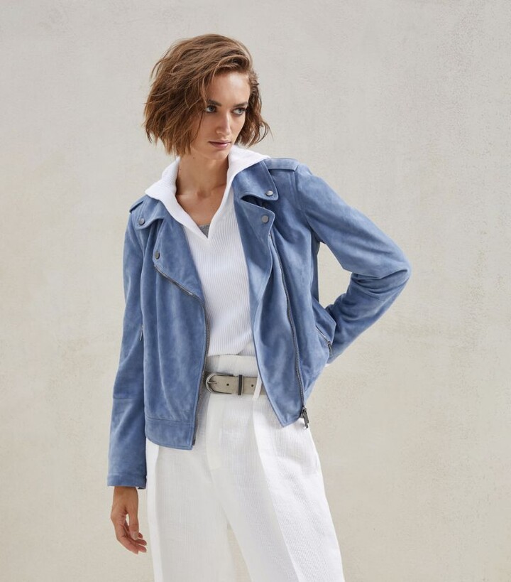 blue suede jacket womens