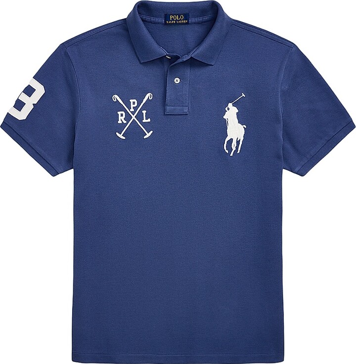 Polo Ralph Lauren Men's Custom-Slim-Fit Big Pony Mesh Polo Shirt - Washed Forest - Size Large