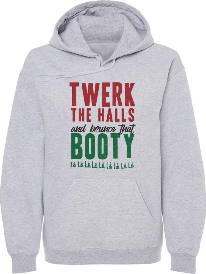 500 LEVEL Twerk The Halls Christmas Men's Hoodie Sweatshirt (White