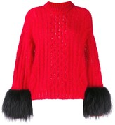 Thumbnail for your product : Prada faux-fur cuff jumper