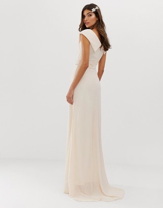 tfnc bardot maxi bridesmaid dress with fishtail and embellished waist